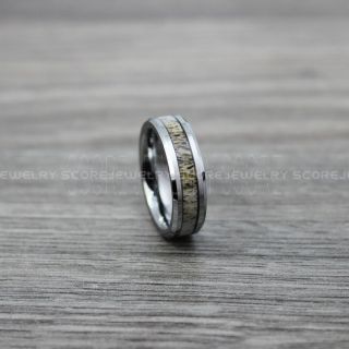 Deer Antler Ring, Deer Antler Wedding Band, Antler Ring, Antler Wedding Ring, Deer Antler Wedding Ring, Silver Tungsten Band, Genuine Deer Antler Inlay Ring