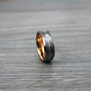 Heartbeat Ring, Gunmetal Tungsten Ring, Heartbeat Wedding Ring, Heartbeat Black Tungsten Ring, Gunmetal Wedding Band