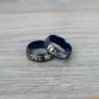 I Love You I Know Rings, Star Wars Rings, Star Wars Jewelry, Black Tungsten Rings, Black Wedding Bands, Couple Ring Set Gamer Rings, Black Tungsten Wedding Bands