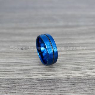 Hammered Tungsten Ring, Blue Tungsten Wedding Band, Hammered Wedding Band, Blue Hammered Wedding Ring, Blue Wedding Ring