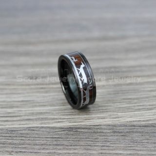 Deer Hunting Ring, Elk Hunting Ring, Deer Hunting Tungsten Ring, Koa Wood Ring with Deer Family Inlay Tungsten Wood Ring Buck Ring Doe Ring Deer Wedding Ring