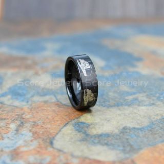 Freightliner Ring, Truck Driver Ring, Trucker Ring, Black Tungsten Ring, Trucker Jewelry, Truck Driver Wedding Band, Black Tungsten Band, Black Wedding Ring