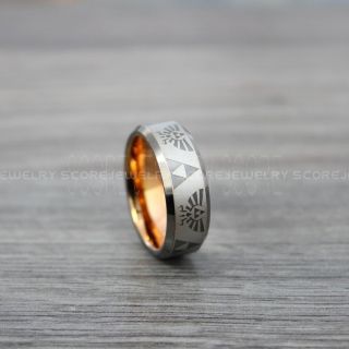 Zelda Ring, Gamer Ring, Legend of Zelda Ring, Zelda Wedding Ring, Zelda Wedding Band, Gunmetal Tungsten Ring, Gunmetal Wedding Band