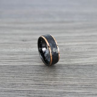 Hammered Ring, Black Wedding Band, Black Hammered Tungsten Band, Black Wedding Ring, Black Tungsten Wedding Ring
