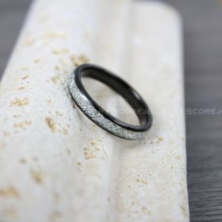Meteorite Ring, Black Tungsten Band with Meteorite Inlay, Meteorite Wedding Band, Meteorite Wedding Ring, Black Tungsten Ring