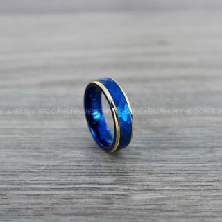 Hammered Tungsten Ring, Blue Tungsten Wedding Band, Hammered Wedding Band, Blue Hammered Wedding Ring, Blue Wedding Ring