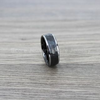 Hammered Ring, Black Wedding Band, Black Hammered Tungsten Band, Black Wedding Ring, Black Tungsten Wedding Ring