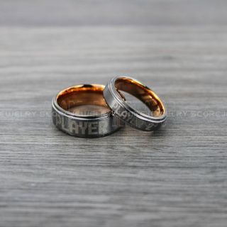 Gamer Rings, Couple Ring Set, Player 1 Player 2 Rings, Controller Rings, Gunmetal Gamer Wedding Rings, Gunmetal Tungsten Gamer Wedding Bands, Gunmetal Tungsten Rings, Gunmetal Wedding Bands, Gamer Jewelry