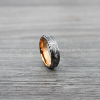 Heartbeat Ring, Heartbeat Wedding Band, Gunmetal Tungsten Wedding Band, Gunmetal Wedding Band, Heartbeat Wedding Ring, Gunmetal Wedding Ring