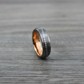 Baseball Ring, Baseball Stitch Pattern Ring, Gunmetal Tungsten Ring, Gunmetal Ring, Gunmetal Wedding Band, Gunmetal Wedding Ring, Baseball Stitch Ring, Gunmetal Tungsten Band