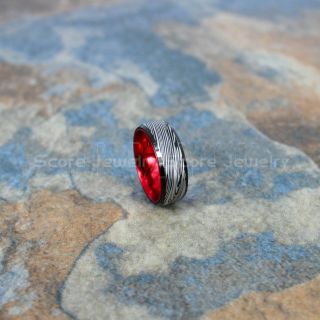 Damascus Steel Ring, Damascus Steel Pattern Wedding Band, Black Wedding Band, Black Tungsten Ring