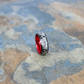 Legend of Zelda Ring, Zelda Triforce Wedding Ring, Zelda Wedding Band, Black Tungsten Ring, Black Wedding Band