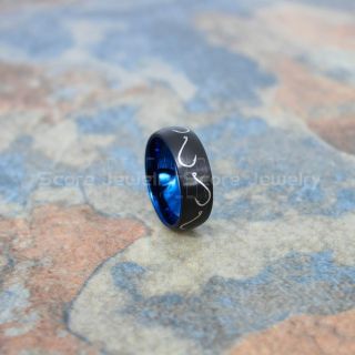 Fishing Ring, Fish Hook Ring, Fisherman Ring, Black Tungsten Ring, Black Wedding Band, Hunting Ring, Fish Hooks Wedding Band, Outdoorsman Ring, Fishing Wedding Ring