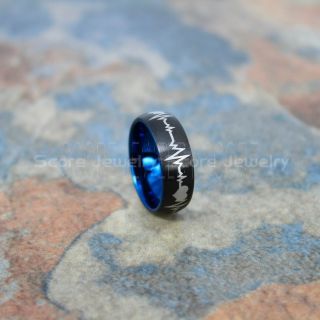 Heartbeat Ring, Heartbeat Wedding Band, Black Tungsten Wedding Band, Black Wedding Band, Heartbeat Wedding Ring, Black Wedding Ring