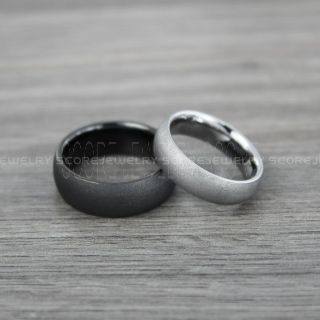 Sandblasted Rings, Sand Blast Finish Tungsten Rings, 2 Piece Couple Set Black Tungsten Bands with Domed Edge Sandblasted Finish Tungsten Wedding Bands, Black Wedding Rings, Sandblasted Tungsten Rings