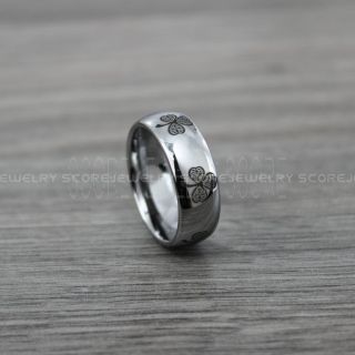 Celtic Ring, Clover Ring, Shamrock Ring, Irish Ring, Saint Patrick Tungsten Ring, Lucky Charm Ring, Silver Clover Tungsten Band, Shamrock Tungsten Wedding Ring, Silver Irish Wedding Ring