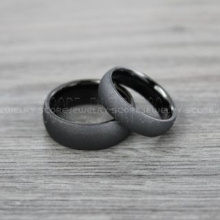 Sandblasted Rings, Sand Blast Finish Tungsten Rings, 2 Piece Couple Set Black Tungsten Bands with Domed Edge Sandblasted Finish Tungsten Wedding Bands, Black Wedding Rings, Sandblasted Tungsten Rings