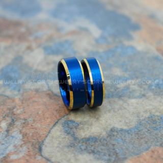 Classic Blue Tungsten Rings, Blue Tungsten Wedding Bands, 2 Piece Couple Set Blue Wedding Bands, Blue Wedding Rings, Blue Tungsten Wedding Rings