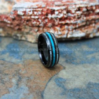 Turquoise Ring, Turquoise Wedding Band, Antler Ring, Antler Wedding Band, Deer Antler Ring, Black Tungsten Wedding Band, Turquoise Tungsten Wedding Ring, Tungsten Ring