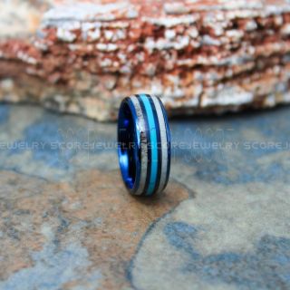 Turquoise Ring, Turquoise Wedding Band, Antler Ring, Antler Wedding Band, Deer Antler Ring, Blue Tungsten Wedding Band, Turquoise Tungsten Wedding Ring, Tungsten Ring