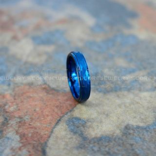 Hammered Tungsten Ring, Blue Tungsten Wedding Band, Hammered Wedding Band, Blue Hammered Wedding Ring, Blue Wedding Ring