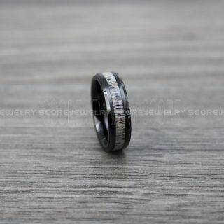 Deer Antler Ring, Deer Antler Wedding Band, Antler Ring, Antler Wedding Ring, Deer Antler Wedding Ring, Black Tungsten Band, Genuine Deer Antler Inlay Ring