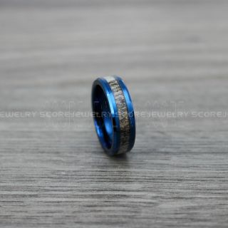 Deer Antler Ring, Deer Antler Wedding Band, Antler Ring, Antler Wedding Ring, Deer Antler Wedding Ring, Blue Tungsten Band, Genuine Deer Antler Inlay Ring