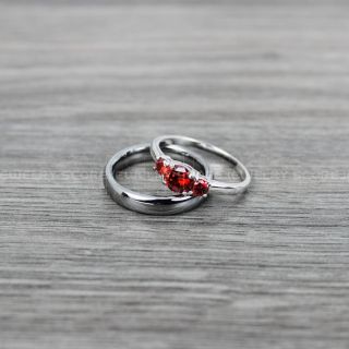 Silver Wedding Band, Silver Wedding Ring, 2 Piece Wedding Ring Set 4mm Silver Tungsten Band and 3mm .925 Sterling Silver Three Stone Engagement Ring