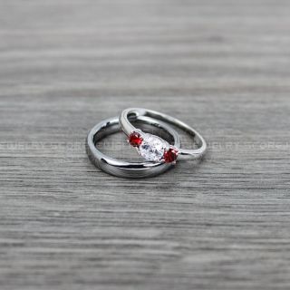 Silver Wedding Band, Silver Wedding Ring, 2 Piece Wedding Ring Set 4mm Silver Tungsten Band and 3mm .925 Sterling Silver Three Stone Engagement Ring