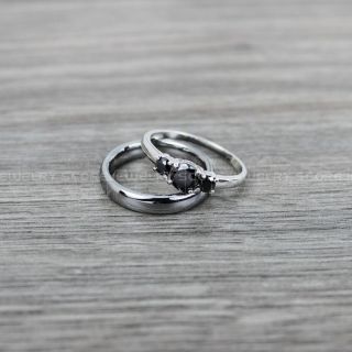 2 Piece Set Wedding Rings, Silver Wedding Bands, Sterling Silver Engagement Ring, Silver Wedding Rings, Silver Tungsten Wedding Rings