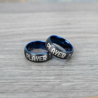 Gamer Rings, Couple Ring Set, Player 1 Player 2 Rings, Black Gamer Wedding Rings, Black Tungsten Gamer Wedding Bands, Black Tungsten Rings, Black Wedding Bands, Gamer Jewelry