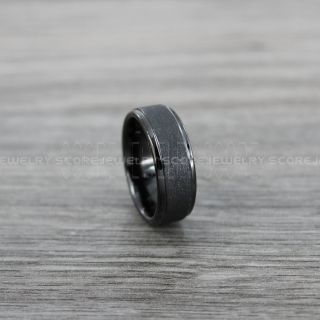 Sandblasted Ring, Sand Blast Finish Tungsten Ring, 8mm Black Tungsten Band with Step Edge Sandblasted Finish Tungsten Wedding Band, Black Wedding Ring, Sandblasted Tungsten Ring