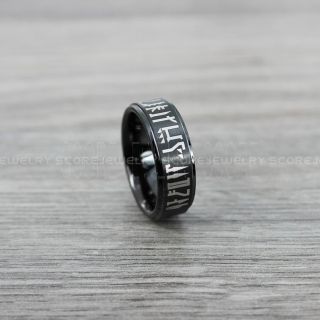Mandalorian Ring, Star Wars Ring, Customize Your Own Text in Mandalorian, Star Wars Wedding Band, Black Mandalorian Wedding Ring, Black Tungsten Band, Mandalorian Wedding Band, Star Wars Wedding Ring, Star Wars Mandalorian Jewelry