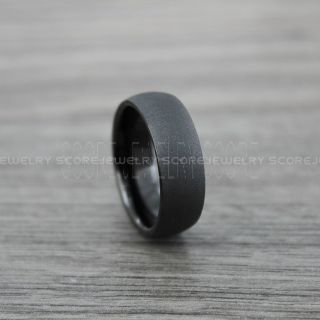 Sandblasted Ring, Sand Blast Finish Tungsten Ring, 8mm Black Tungsten Band with Domed Edge Sandblasted Finish Tungsten Wedding Band, Black Wedding Ring, Sandblasted Tungsten Ring