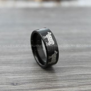 Chef Ring, Chef Knife Ring, Beef Cut Chart Ring, Chef Jewelry, Culinary Ring, Butcher Ring, BBQ Ring, Black Tungsten Ring, Black Wedding Band, Black Ring