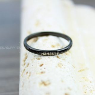 Namaste Ring, 2mm Black Tungsten Ring, Yoga Ring, Yoga Jewelry, Black Tungsten Wedding Band, Black Wedding Band, Black Wedding Ring, Black Tungsten Wedding Ring