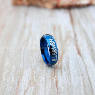 Namaste Ring, 6mm Blue Tungsten Ring, Yoga Ring, Yoga Jewelry, Blue Tungsten Wedding Band, Blue Wedding Band, Blue Wedding Ring, Blue Tungsten Wedding Ring