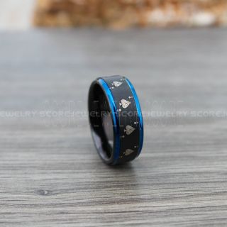 Ace of Spades Ring, Poker Ring, Blackjack Ring, Casino Ring, Joker Ring, Joker Card Suit Ring, Poker Wedding Ring, Black Poker Ring, Card Suit Wedding Band