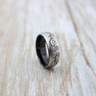Hamsa Ring, Evil Eye Ring, Ancient Egyptian Symbol of Protection Royal Power and Good Health Design Ring, Hand of Fatima Jewelry, Black Tungsten Ring