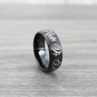 Ride Or Die Rings, Ride Or Die Wedding Rings, Ride Or Die Wedding Bands, Ride Or Die Jewelry, Black Tungsten Wedding Ring, Black Tungsten Rings