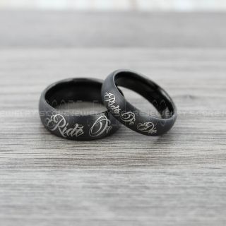 Ride Or Die Rings, Ride Or Die Wedding Rings, Ride Or Die Wedding Bands, Ride Or Die Jewelry, Black Tungsten Wedding Ring, Black Tungsten Rings