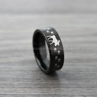 Moose Ring, Moose Hunting Ring, Black Tungsten Ring, Black Wedding Band, Hunting Ring, Moose Tracks Wedding Band, Moose Tracks Ring