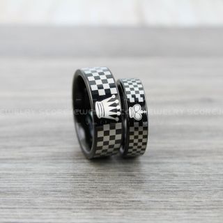 King and Queen Rings, King & Queen Rings, King Queen Wedding Ring, King Queen Wedding Bands, King Ring, Queen Ring, Matching Ring Set, 2 Piece Couple Set Black Tungsten Rings King & Queen Ring