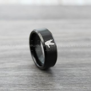 Star Trek Ring, Vulcan Salute Ring, Spok Ring, Star Trek Jewelry, Star Trek Wedding Band, Star Trek Wedding Ring, 8mm Black Tungsten Ring