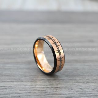 Barb Wire Ring, 14K Rose Gold Tungsten Ring, 14K Rose Gold Ring, 14K Rose Gold Wedding Band, 14K Rose Gold Wedding Ring
