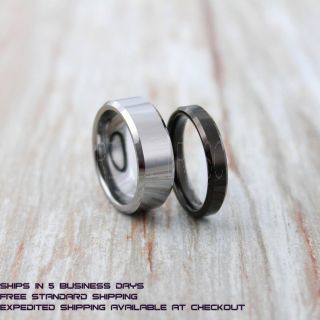 Classic Black & Silver Tungsten Rings, Silver Tungsten Wedding Bands, 2 Piece Couple Set Black Wedding Bands, Silver Wedding Rings, Silver Tungsten Wedding Rings