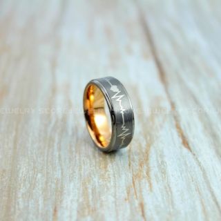 Heartbeat Ring, Heartbeat Wedding Band, Gunmetal Tungsten Wedding Band, Gunmetal Wedding Band, Heartbeat Wedding Ring, Gunmetal Wedding Ring