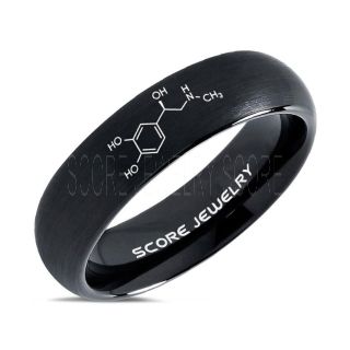 Adrenaline Molecule Ring, Epinephrine Ring, Molecule Ring, Biology Ring, Chemistry Ring, Science Jewelry, Teacher Ring, Teacher Jewelry, Black Tungsten Ring, Black Ring, Black Wedding Band