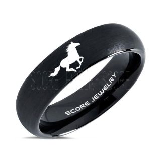 Mustang Ring, Horse Ring, Mustang Band, Equestrian Ring, Horse Lovers Ring, Western Ring, Cowboys Ring, Black Tungsten Ring, Black Wedding Band, Horse Wedding Ring