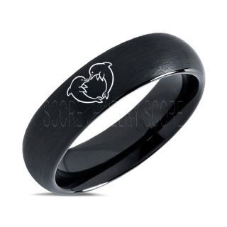 Dolphins Ring, Dolphin Heart Ring, Dolphin Wedding Ring, Dolphin Wedding Band, Marine Life Ring, Bottlenose Dolphins Ring, Black Tungsten Ring, Black Wedding Band, Ocean Life Wedding Band